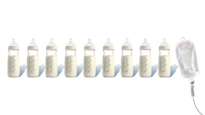 9 bottles, 1 IV fluid device